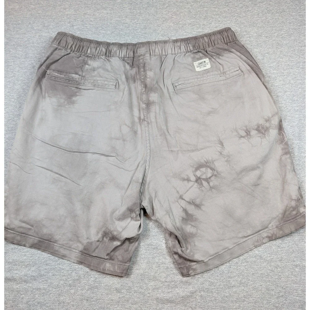 Katin Mens Grey Tie Dye Elastic Waist Drawstring Shorts Size Large LG Cotton